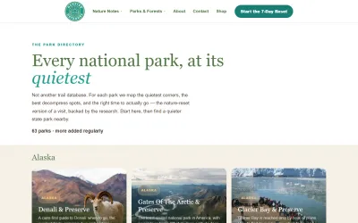 Happier Outdoors national parks guide page